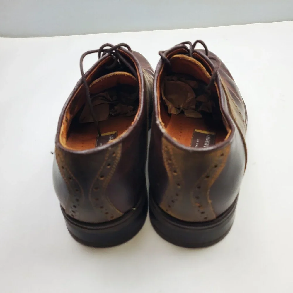 Johnston & Murphy Brown Leather Saddle Oxford Shoes Mens 10.5 Made in Italy M